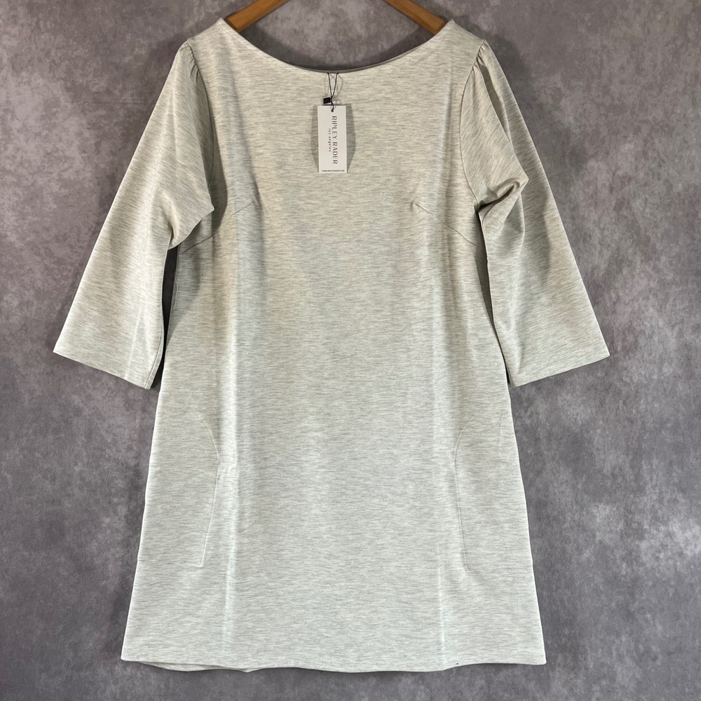 Ripley Rader Shift Dress Women 4 L Gray Heathered Boat Neck Pocketed Knit NEW